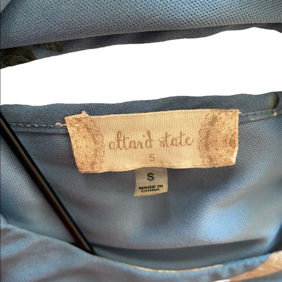 ALTAR’D STATE BLUE PRINT, HIGH NECK, TWO-LAYER FLOWY SLEEVELESS JUMPSUIT, SIZE S - Picture 7 of 7